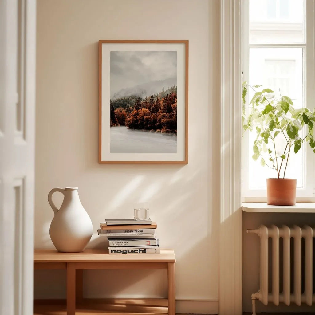 Poster „Herbstwald am Fluss“