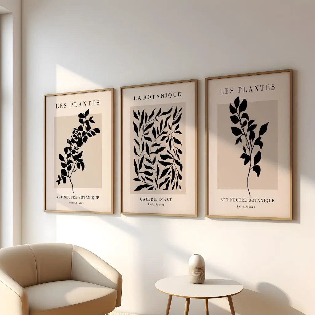 Schwarz & Beige Botanical – Poster Set (3er)
