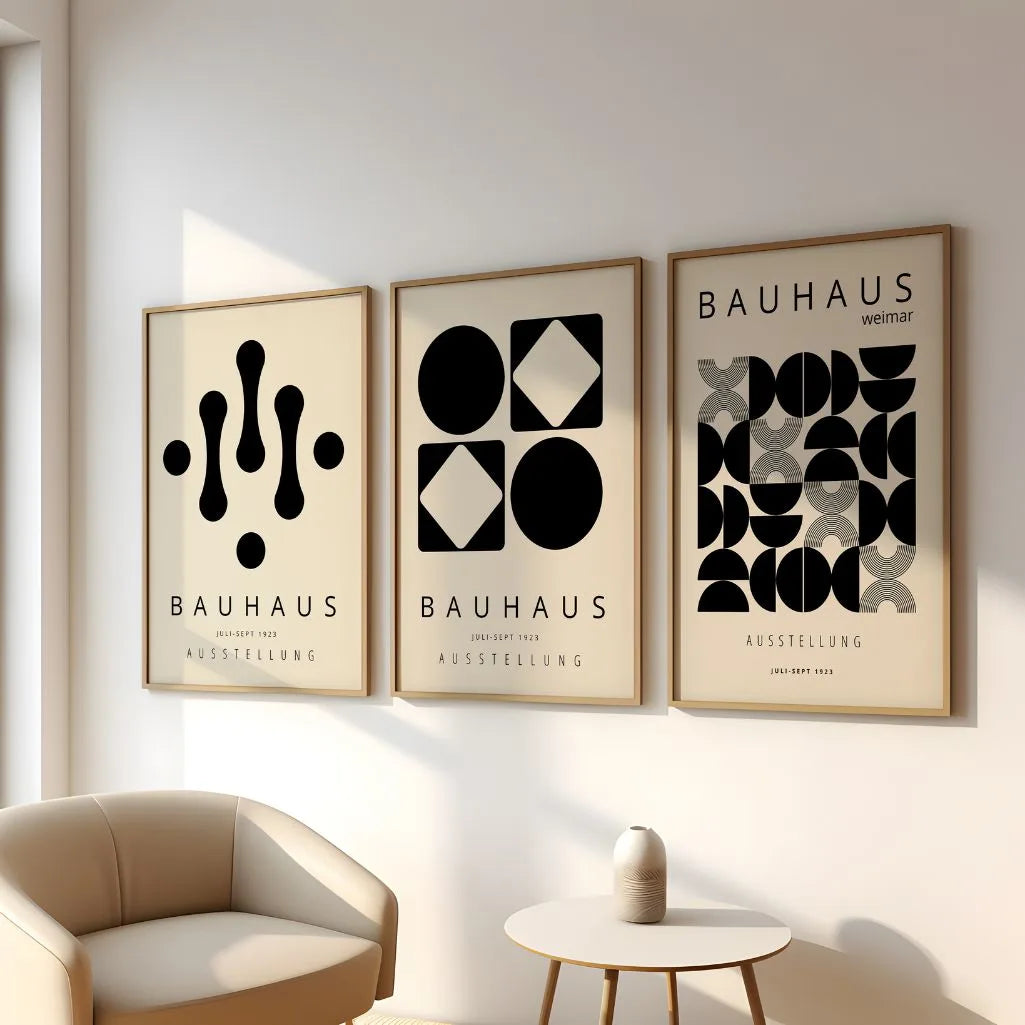 Bauhaus-Poster – Set mit 3 „Schwarzes Formmodul“