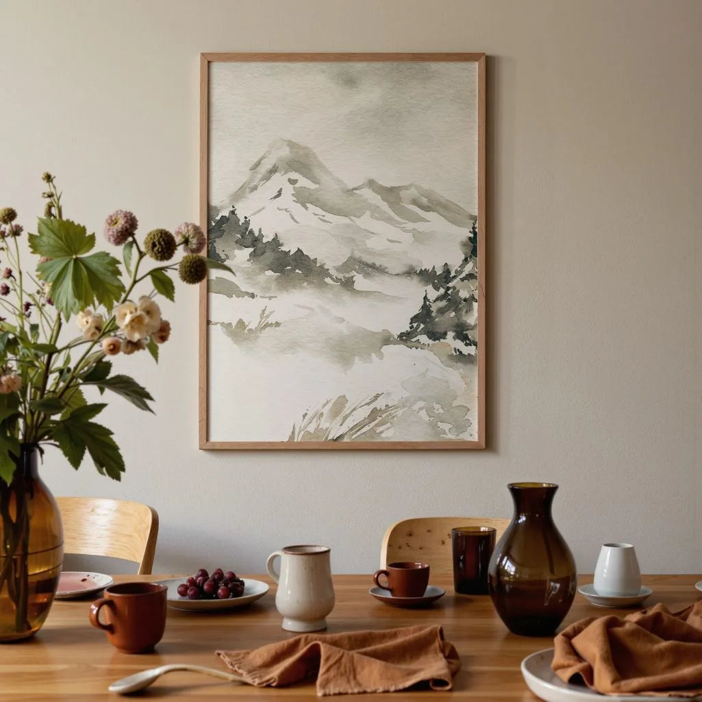 Aquarell-Berge-Poster