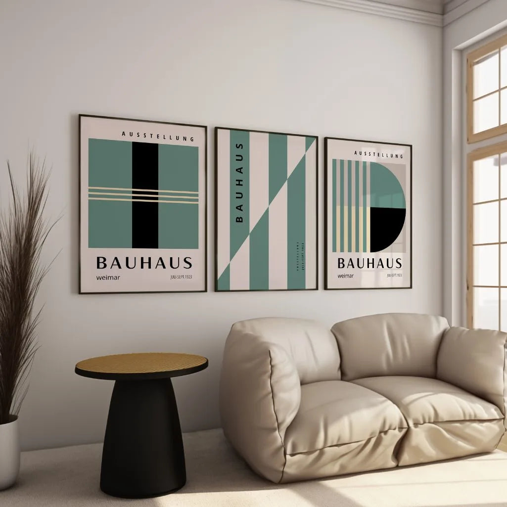 Bauhaus-Poster – Set aus 3 Stück „Architektur der Linien Weimar“
