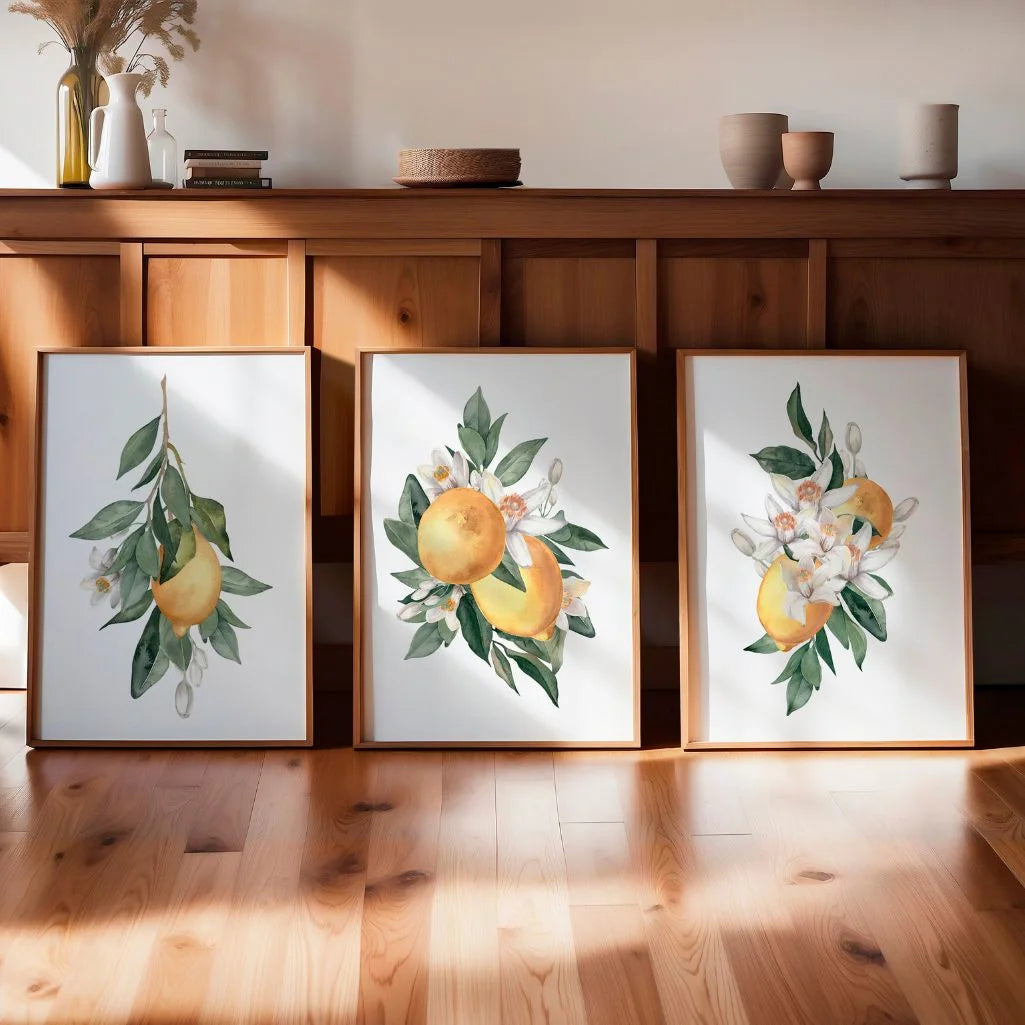 Zitronenblüten Aquarell – Poster Set (3er)