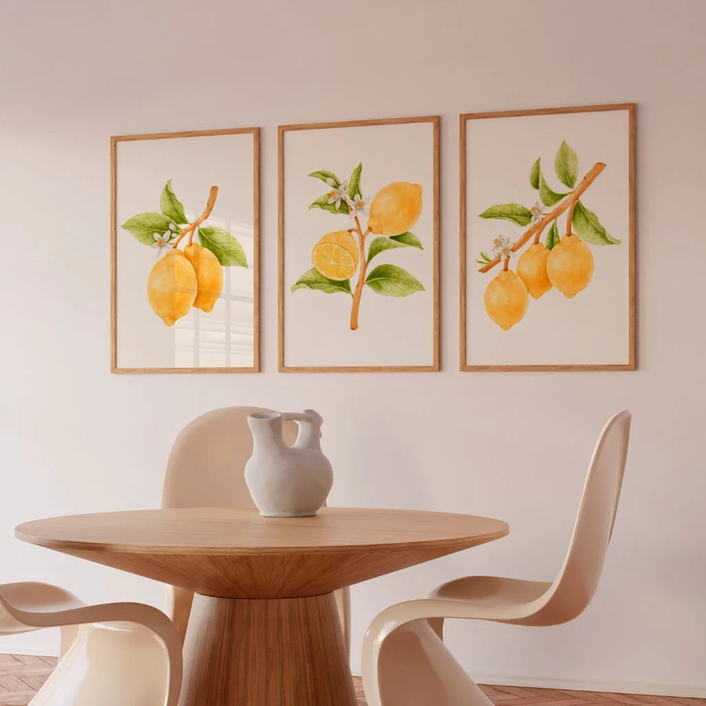 Zitronen Botanisches Aquarell – Poster Set (3er)