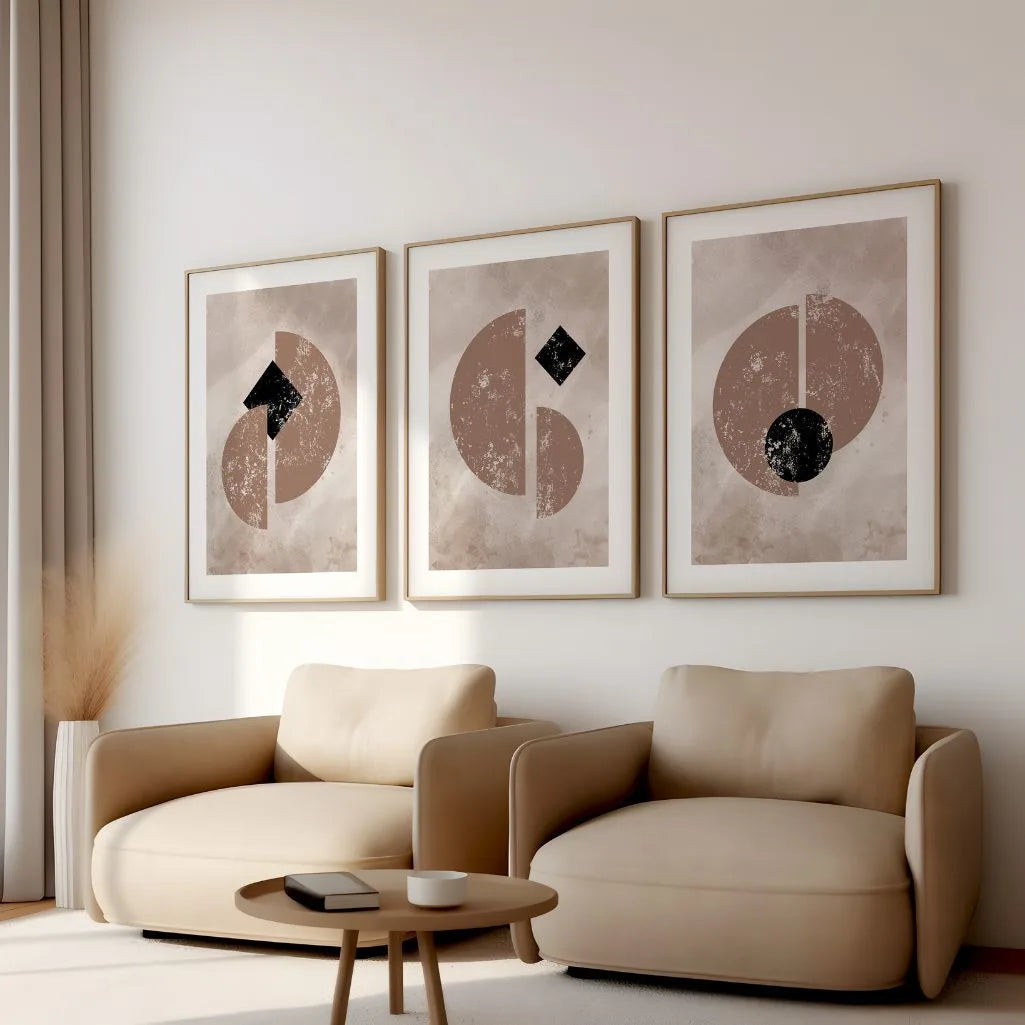 Geometrische Poster abstrakt – 3er-Set Neutral
