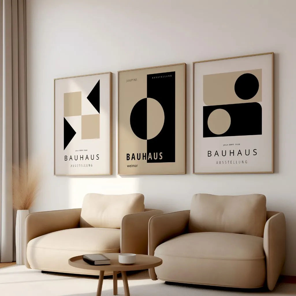 Bauhaus-Poster – Set aus 3 Stück „Rhythmus des Kontrasts Weimar“
