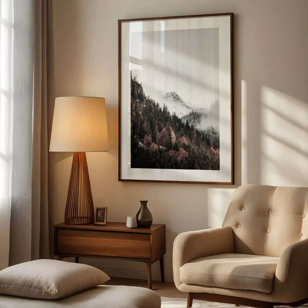 Poster „Berggipfel im Nebel“