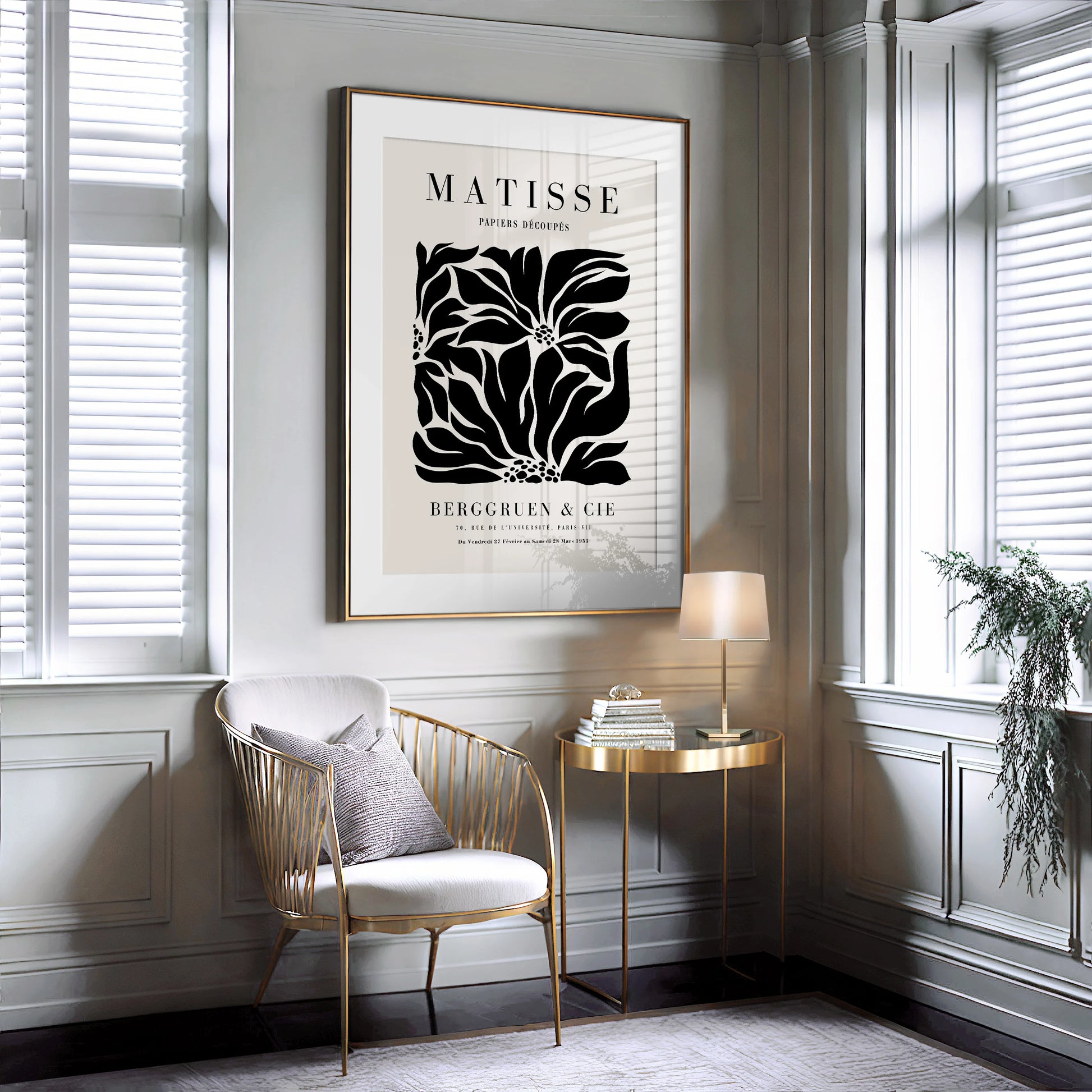 Henri Matisse – Schwarze Blumen Poster Beige