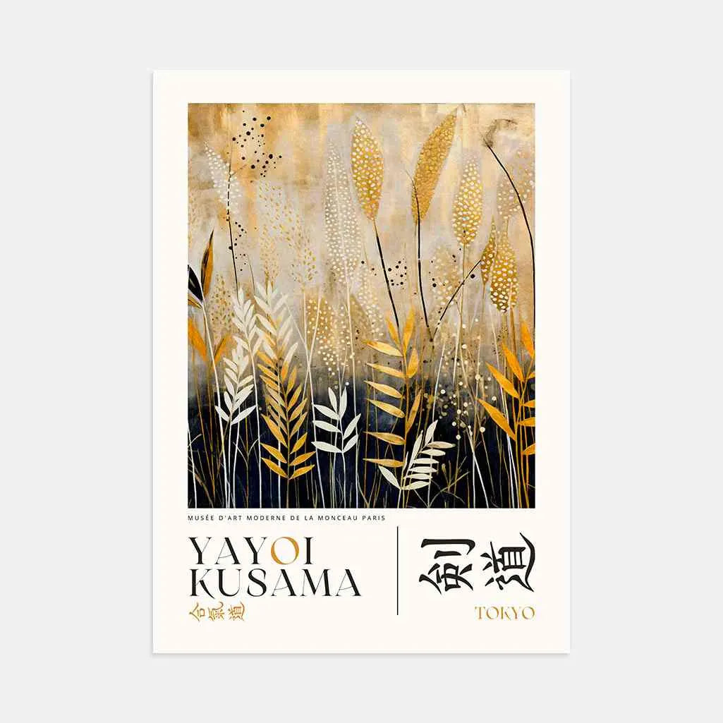 Yayoi Kusama – Poster mit Goldenen Naturmotiven