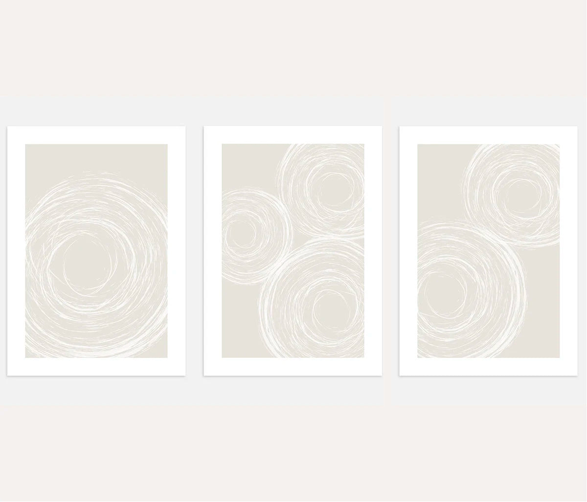 abstract circle line poster set of 3 beige and white minimalist wall art