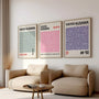 Gallery wall with abstract dot pattern poster set, modern graphic wall art