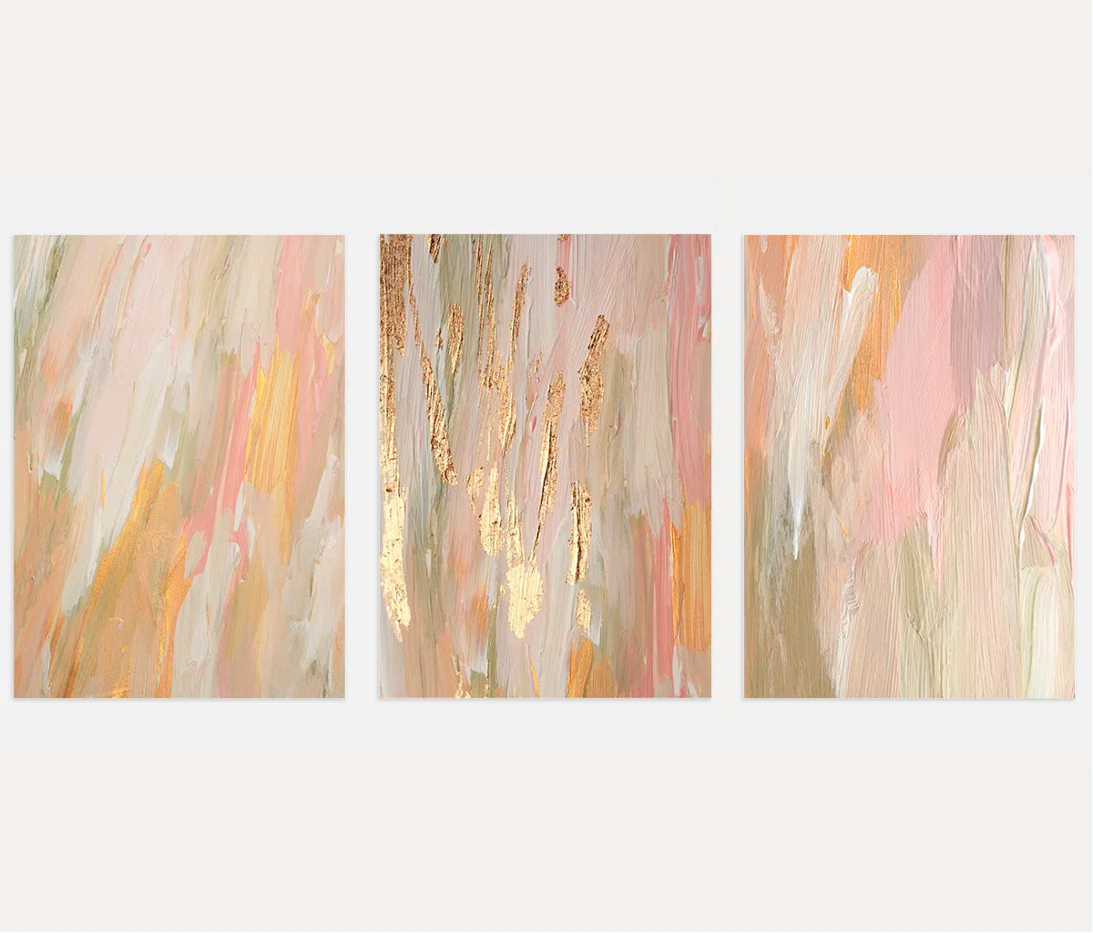 abstract gold texture poster set of 3 blush beige wall art
