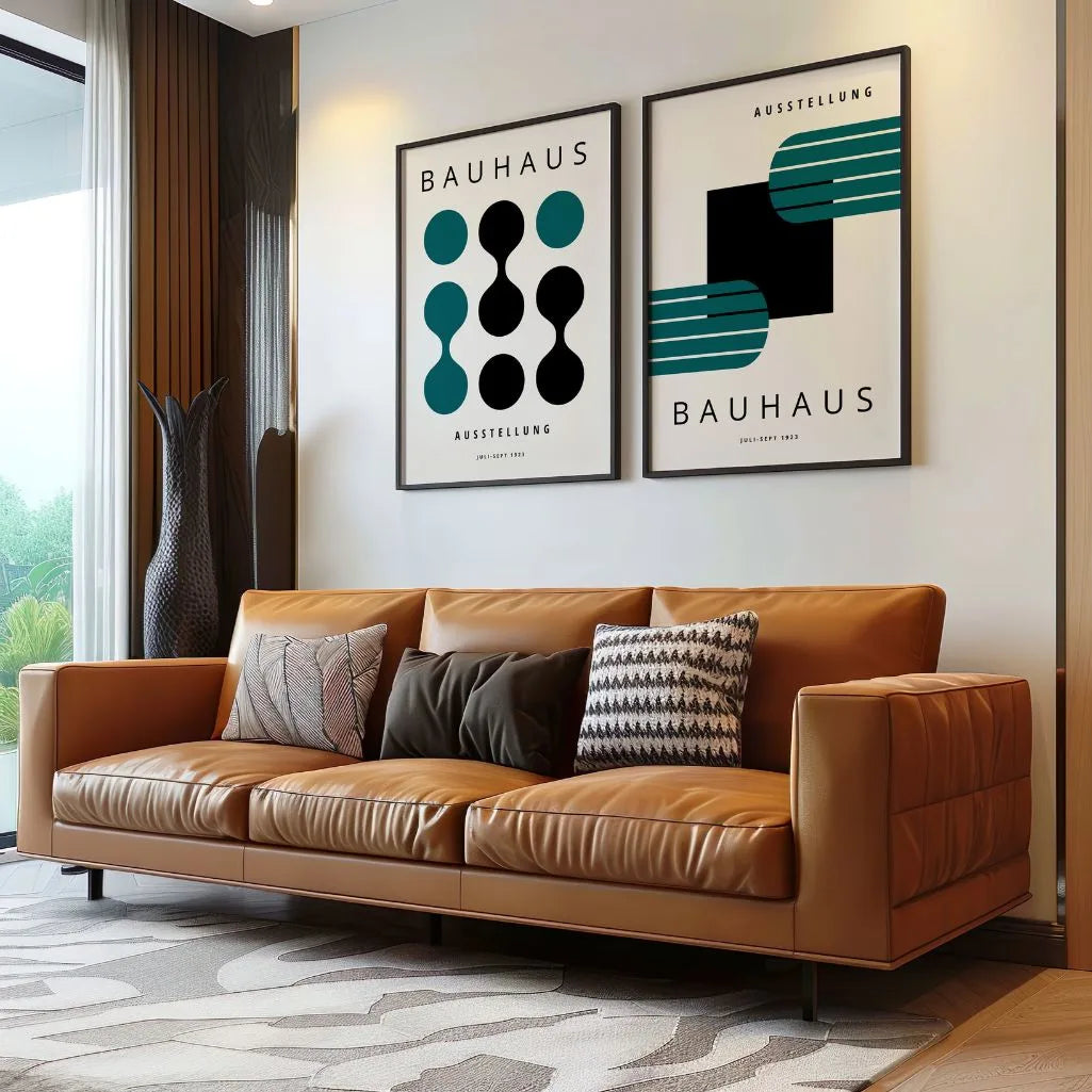 bauhaus green black poster set 2 gallery wall decor