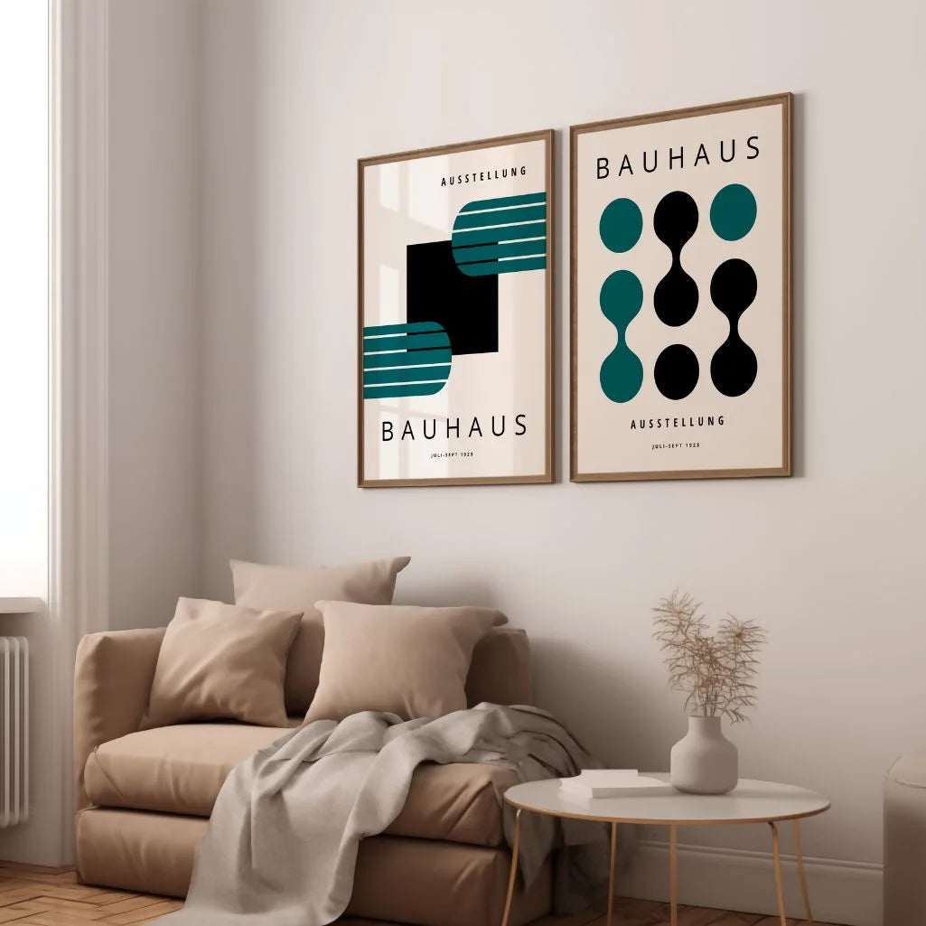 bauhaus green poster set 2 living room wall decor