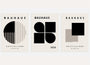 bauhaus poster set of 3 black beige geometric structure wall art