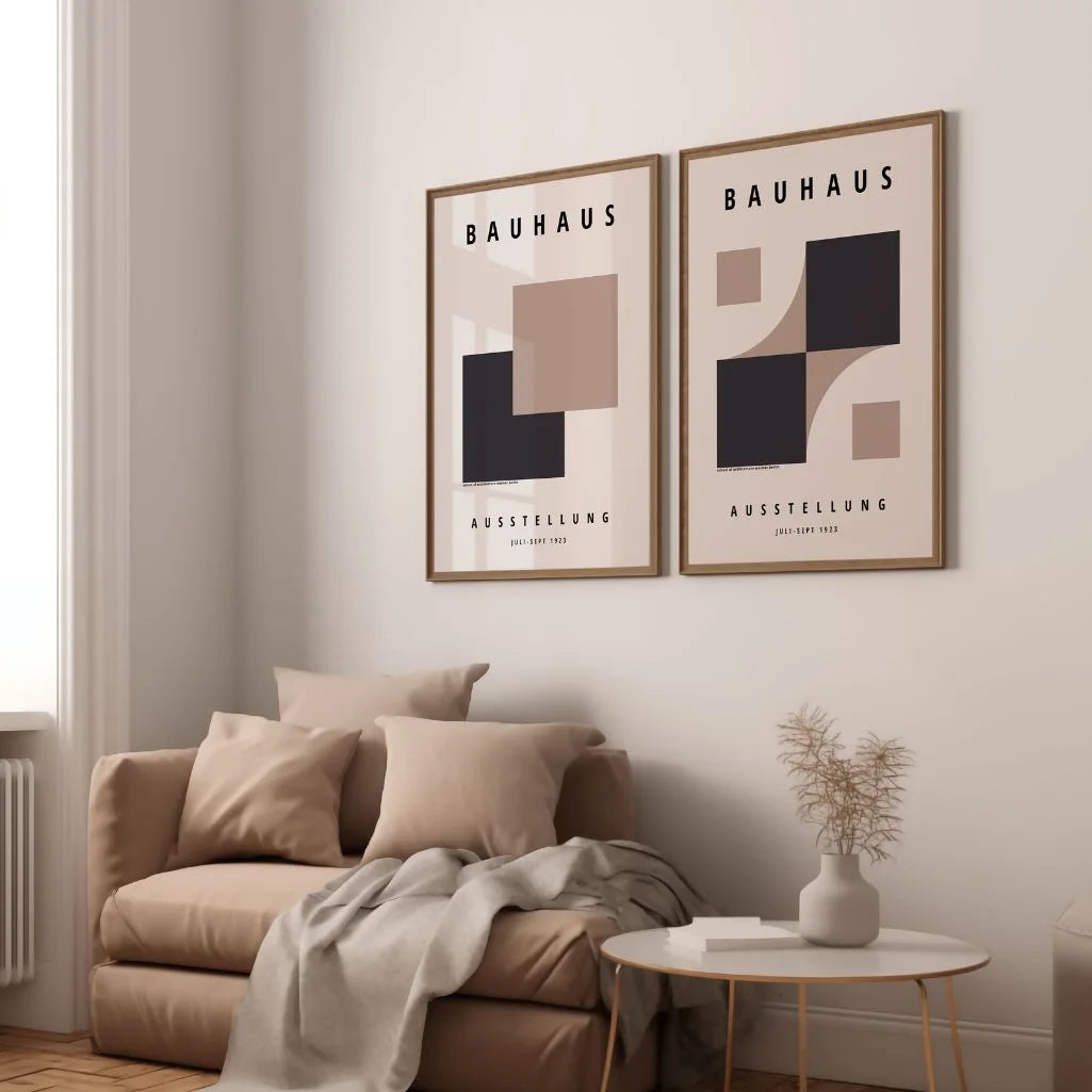 bauhaus taupe graphite poster gallery wall geometric decor