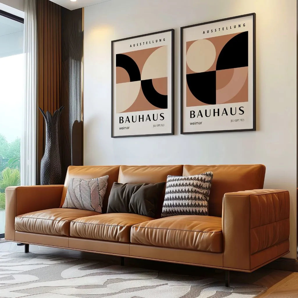 bauhaus terracotta geometric poster detail