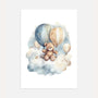 bear on a cloud with balloons poster kids wall art