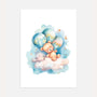 bear on cloud with pastel balloons poster kids wall art