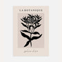 Black botanical flowers poster on beige background with bold minimalist floral design