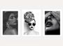 Black and white fashion poster set of 3 woman portrait wall art