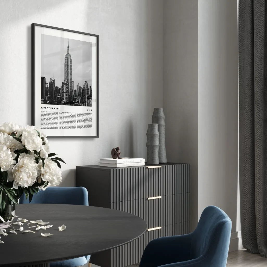 black white new york poster living room decor