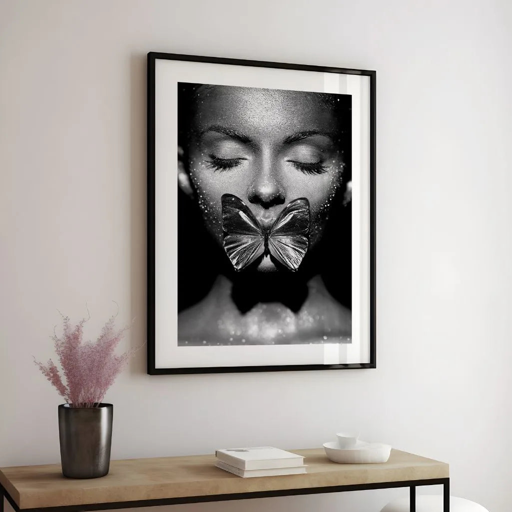 black white woman portrait poster wall decor