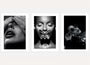 Black and white sensual portrait poster set of 3 woman wall art