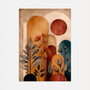 boho abstract botanical poster in terracotta beige and deep teal tones for modern living room wall decor
