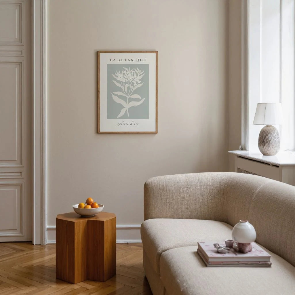 abstraktes blumen poster im wohnzimmer moderne botanische dekoration
