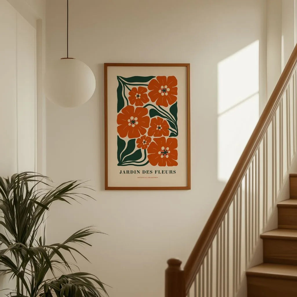 botanical gallery wall orange poster