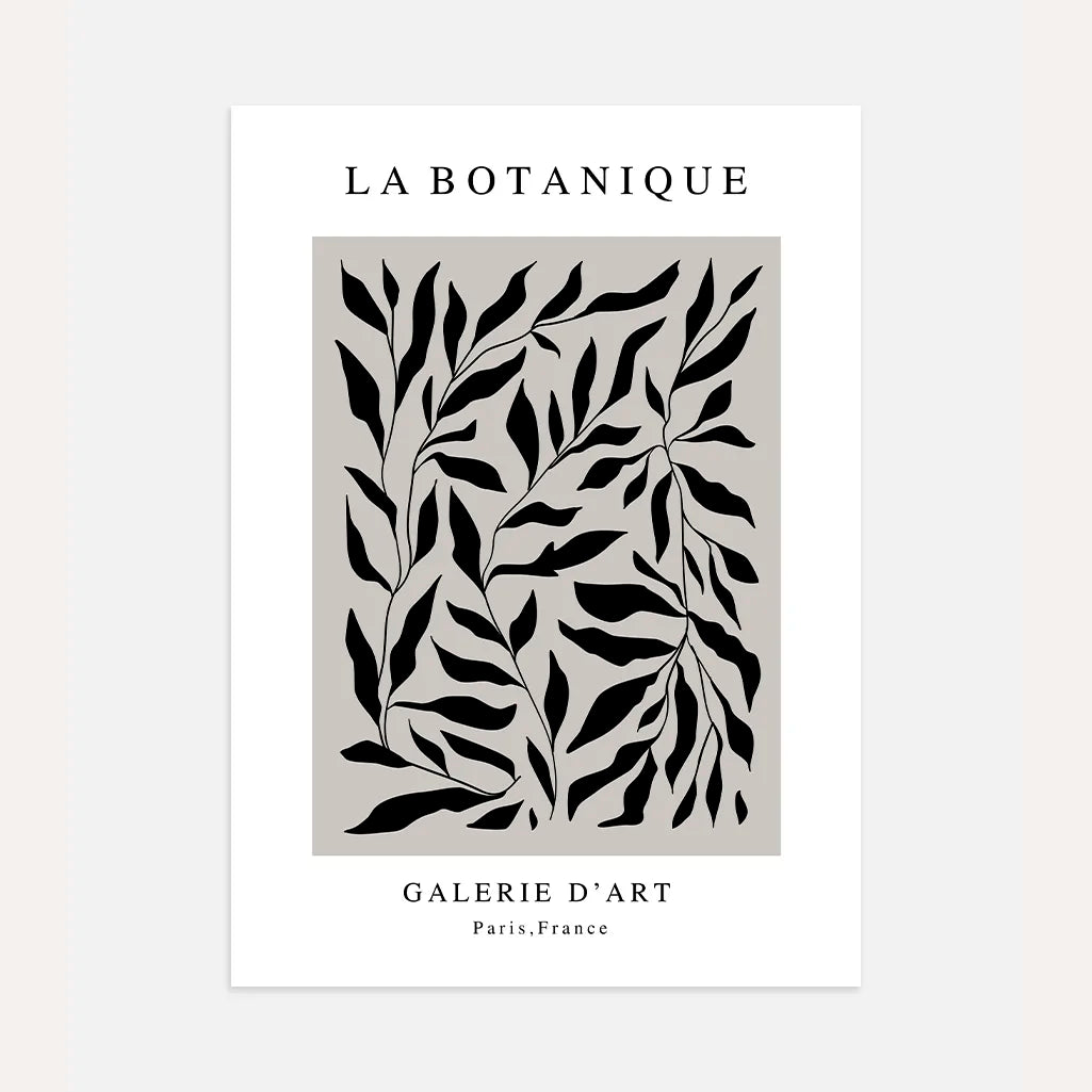 botanisches silhouette poster schwarz grau moderne kontrast wandkunst