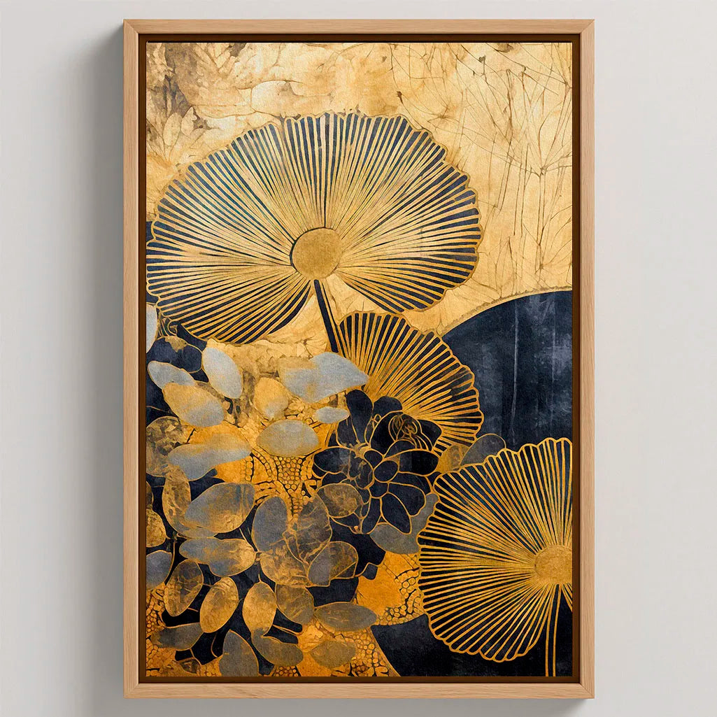 Gerahmtes Leinwandbild - Goldene Blätter