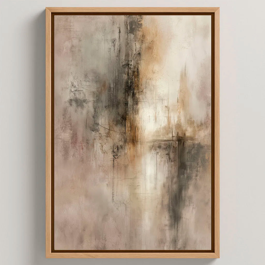 Gerahmtes Leinwandbild Beige Materie