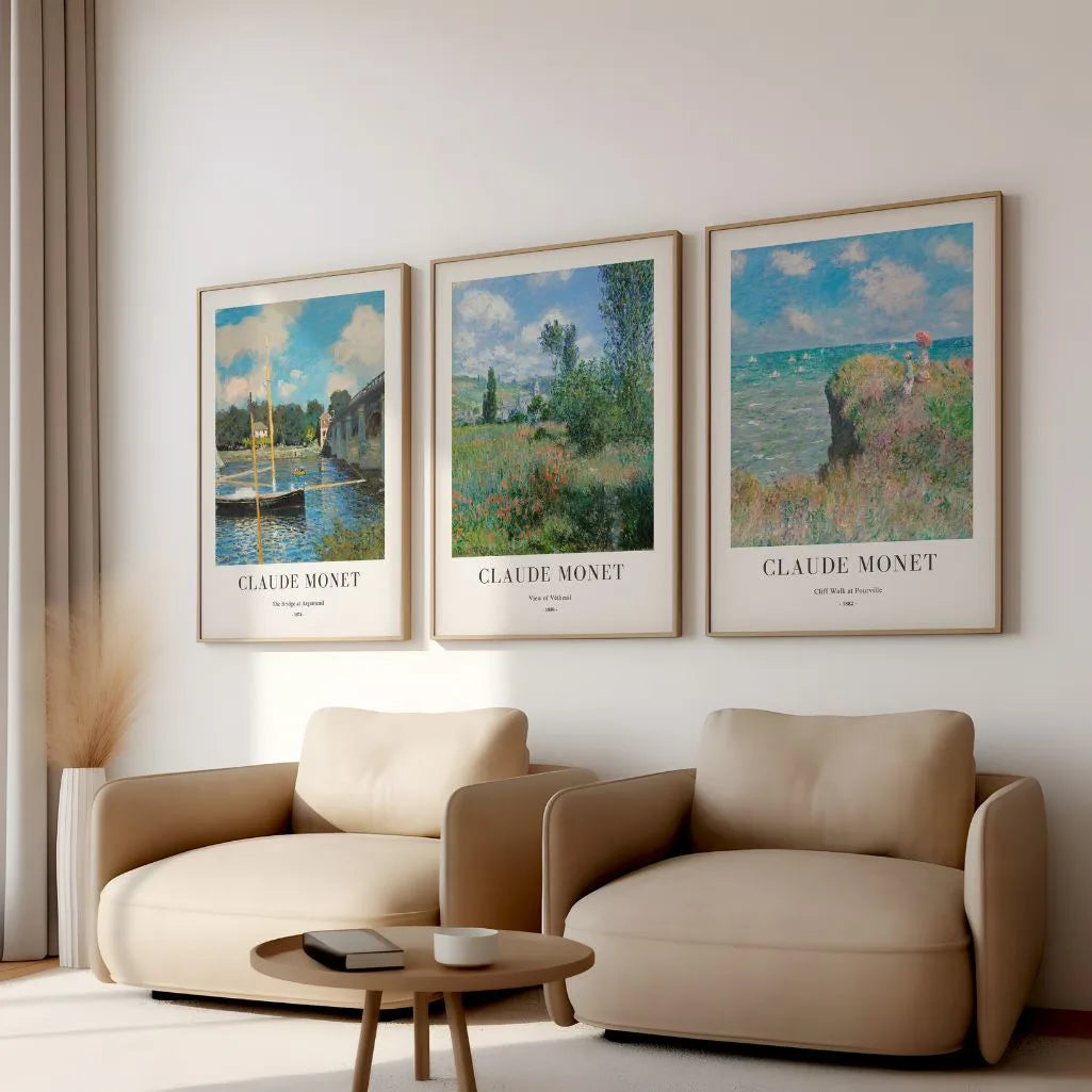 Claude Monet water scene poster set with boats and coastal views