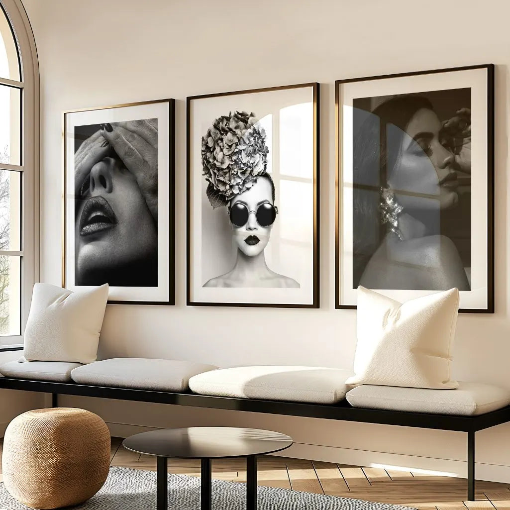Editorial fashion photography poster set of 3 modern home art