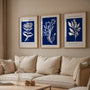white botanical poster set navy blue wall art for home decor