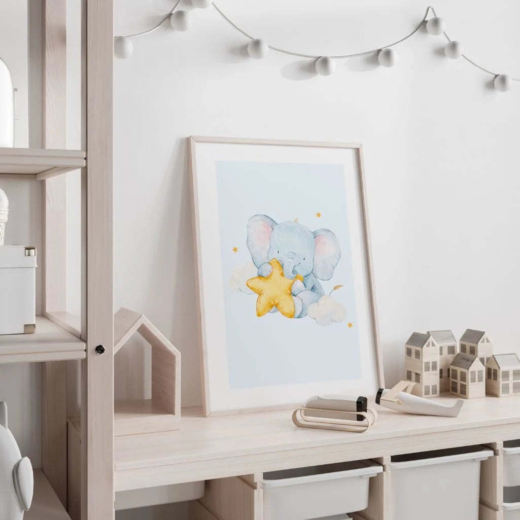 elephant with star poster kids nursery gallery wall