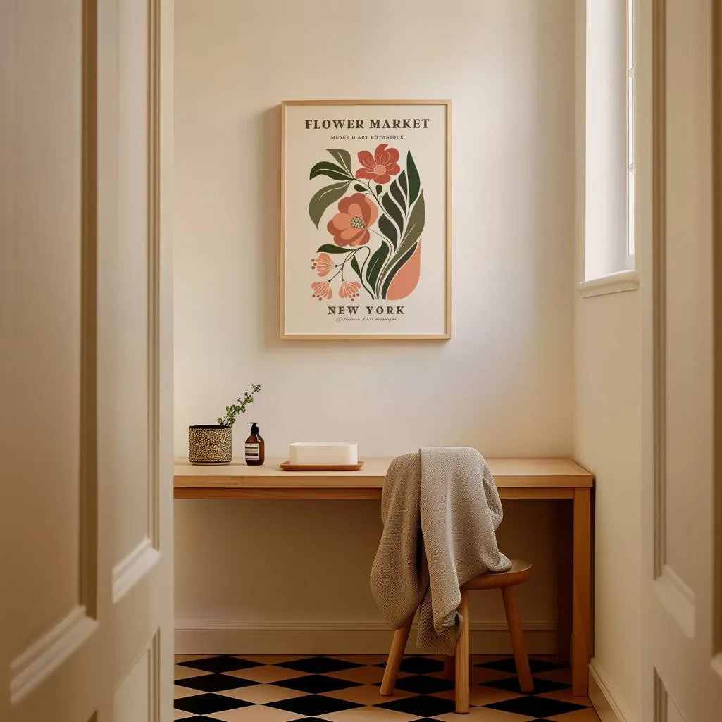 flower market new york poster kitchen wall decor floral