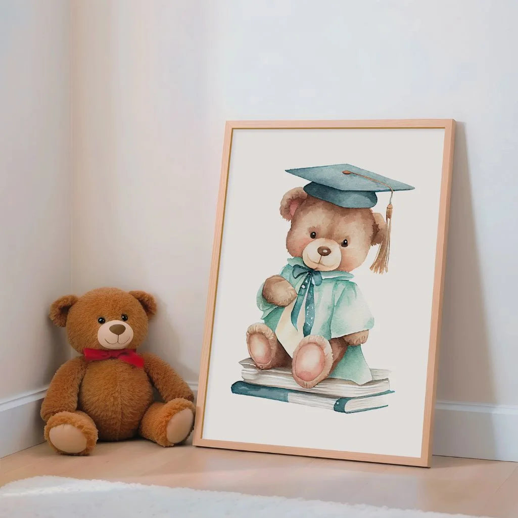 graduation bear poster nursery decor