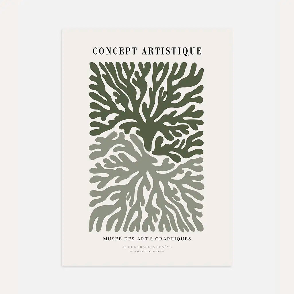 green coral abstract poster organic wall art