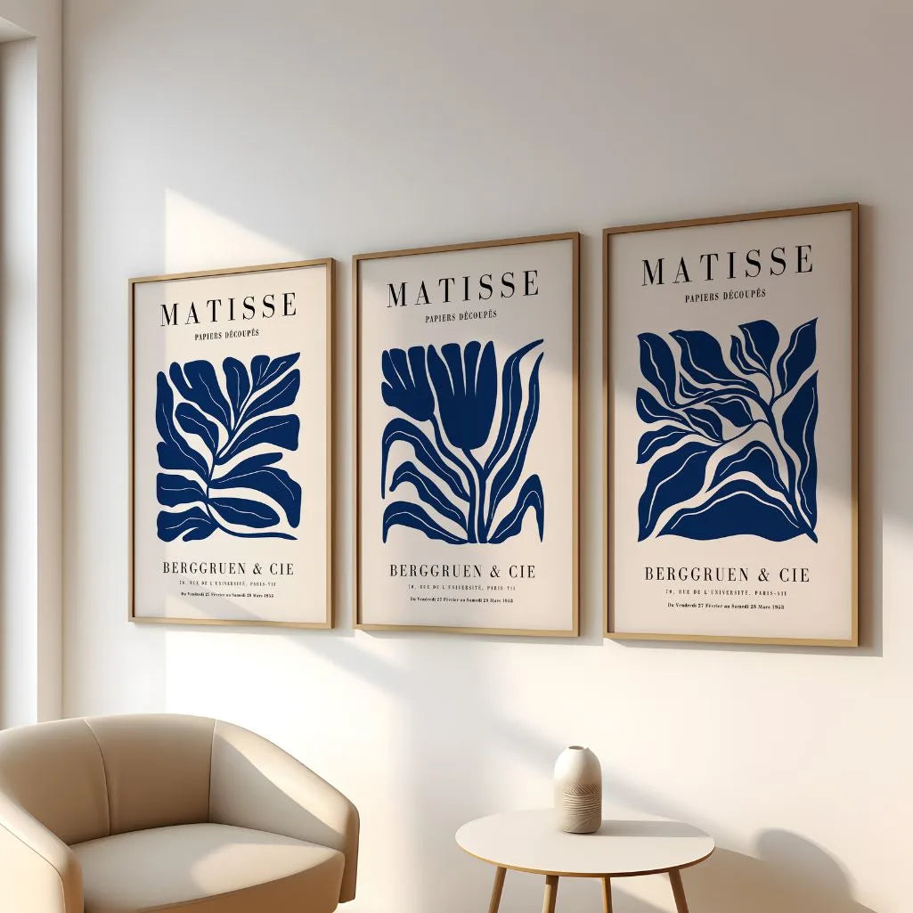 henri matisse blue floral posters living room decor