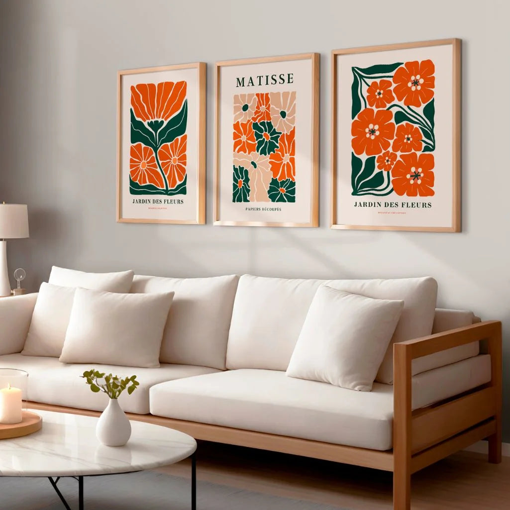 henri matisse floral poster set orange green living room decor