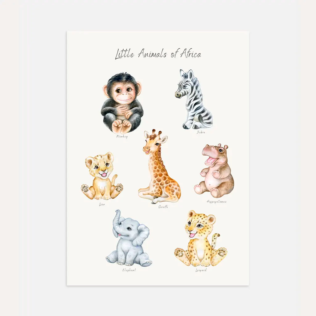 little africa animals educational poster kids wall art
