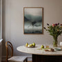 Close up of lone tree poster showing soft watercolor tones and minimal composition