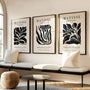 Henri Matisse abstract botanical forms poster set in black and beige tones for modern home decor