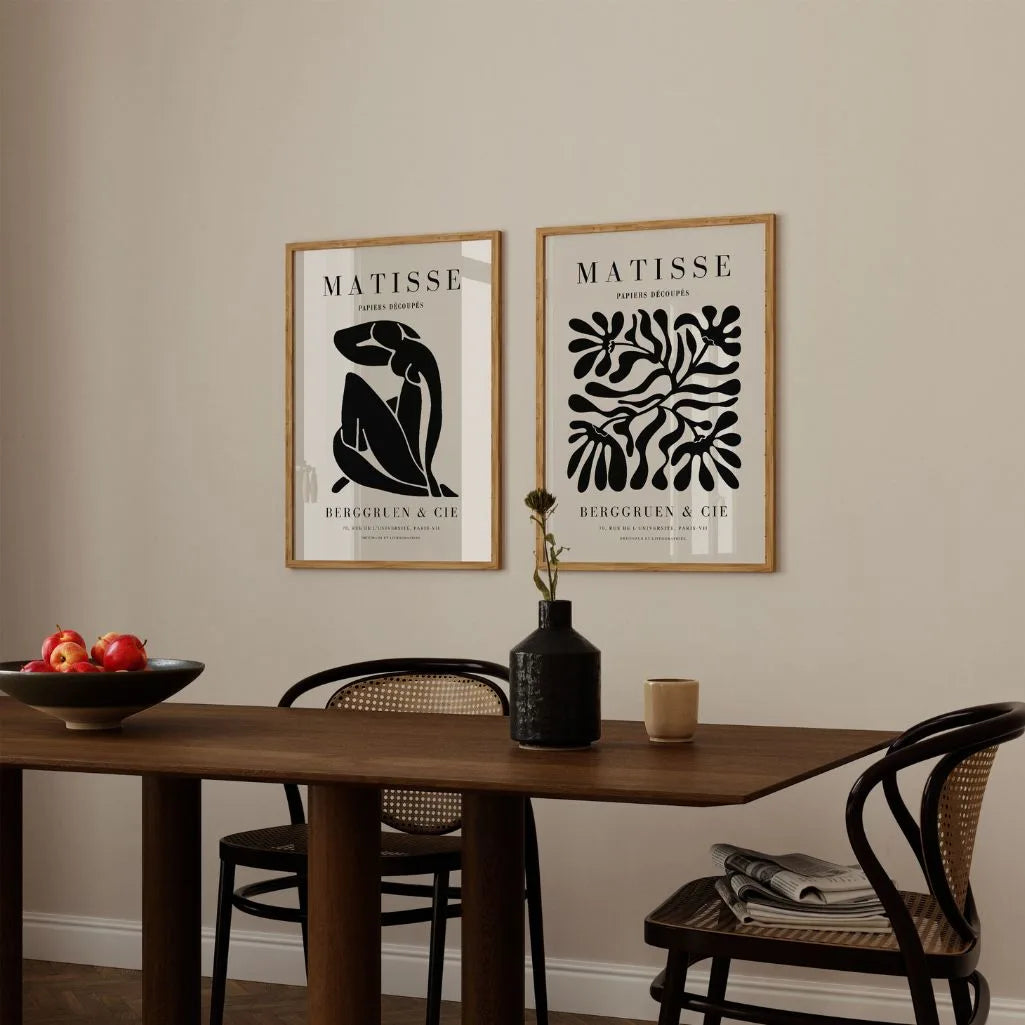 Close up of black abstract poster set 2 showing bold organic shapes and strong contrast