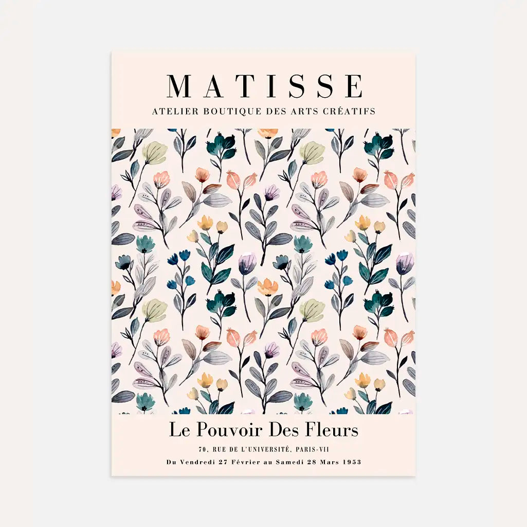 Matisse pastel flowers poster with soft muted floral composition in gentle tones