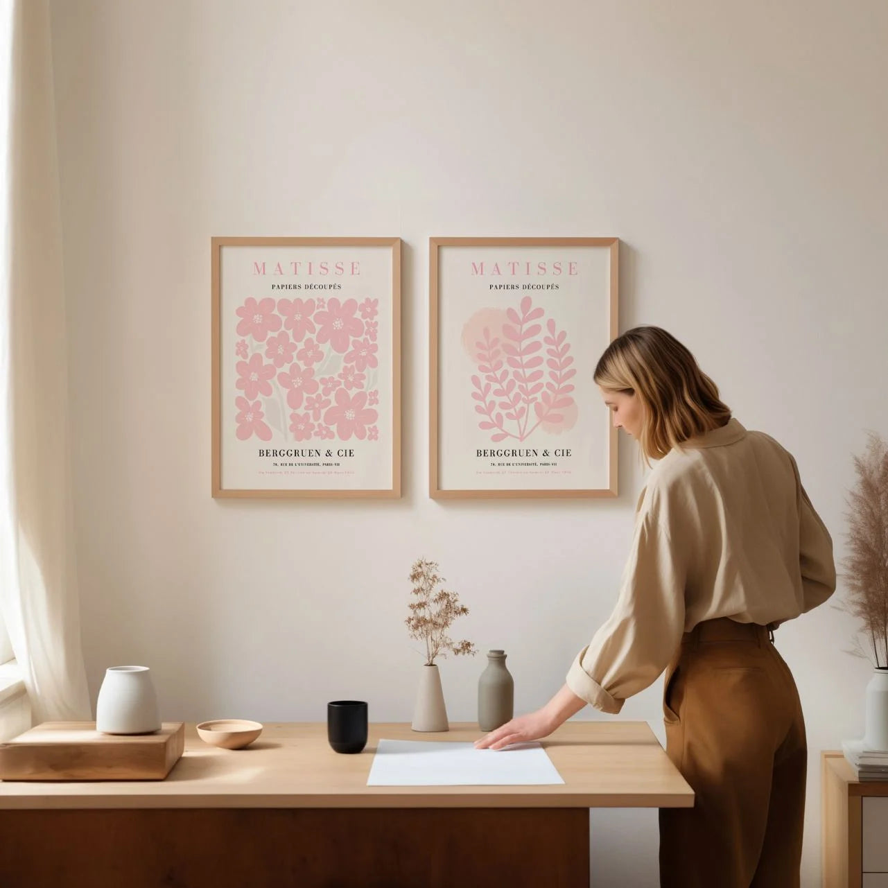 matisse pink floral poster set living room gallery wall