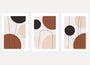 mid century abstract poster set of 3 terracotta beige modern wall art