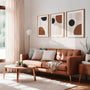 minimal line circle poster set of 3 mid century style wall art